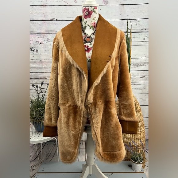 Blue Duck Shearling Jacket w/Fox Collar and Cuffs Size L (REVERSIBLE!!) - Picture 9 of 12